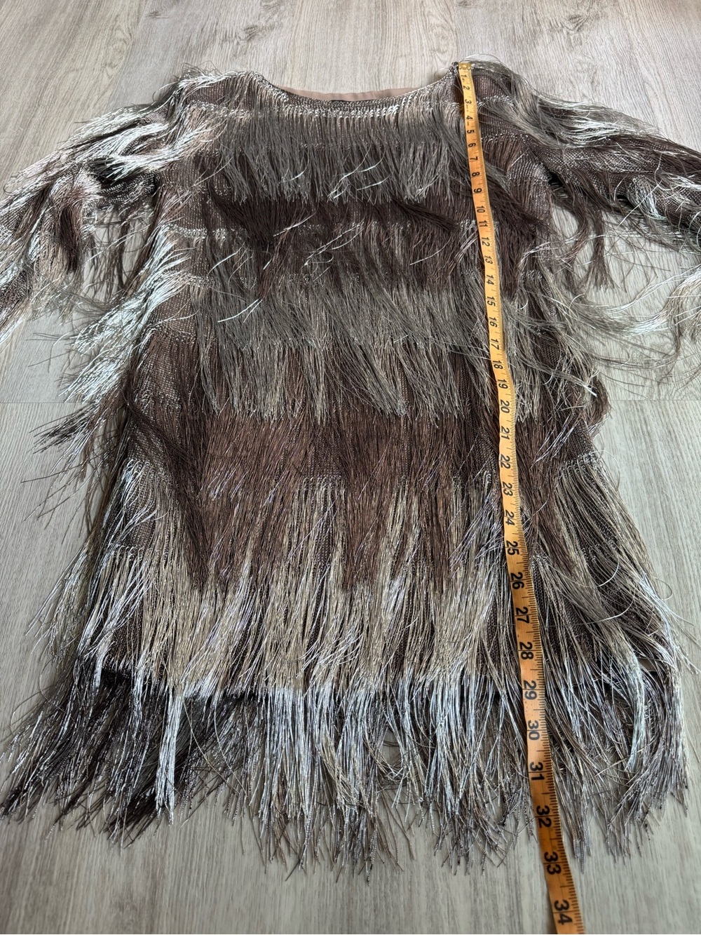 Rachel Zoe Free People Ballina Platinum Metallic Fringe Flapper Mini Dress XS - Picture 9 of 10